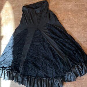 Boho Gothic Floral Lace and Satiny Ruffle Maxi Skirt - Feel fancy!